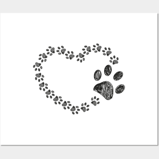 Made of paw print heart. Happy Valentine's day design Posters and Art